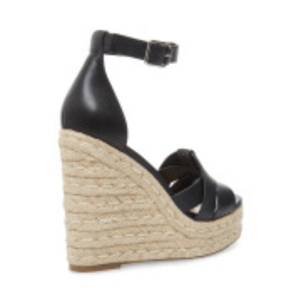 Steve Madden "Sivian" Espadrille Wedges with Ankle Strap, Size 7.5, Black - Picture 7 of 9